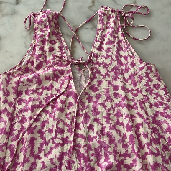 h&m tie detailed crepe v neck Maxi dress Pink Cream Loose Fit S/M - Picture 14 of 14